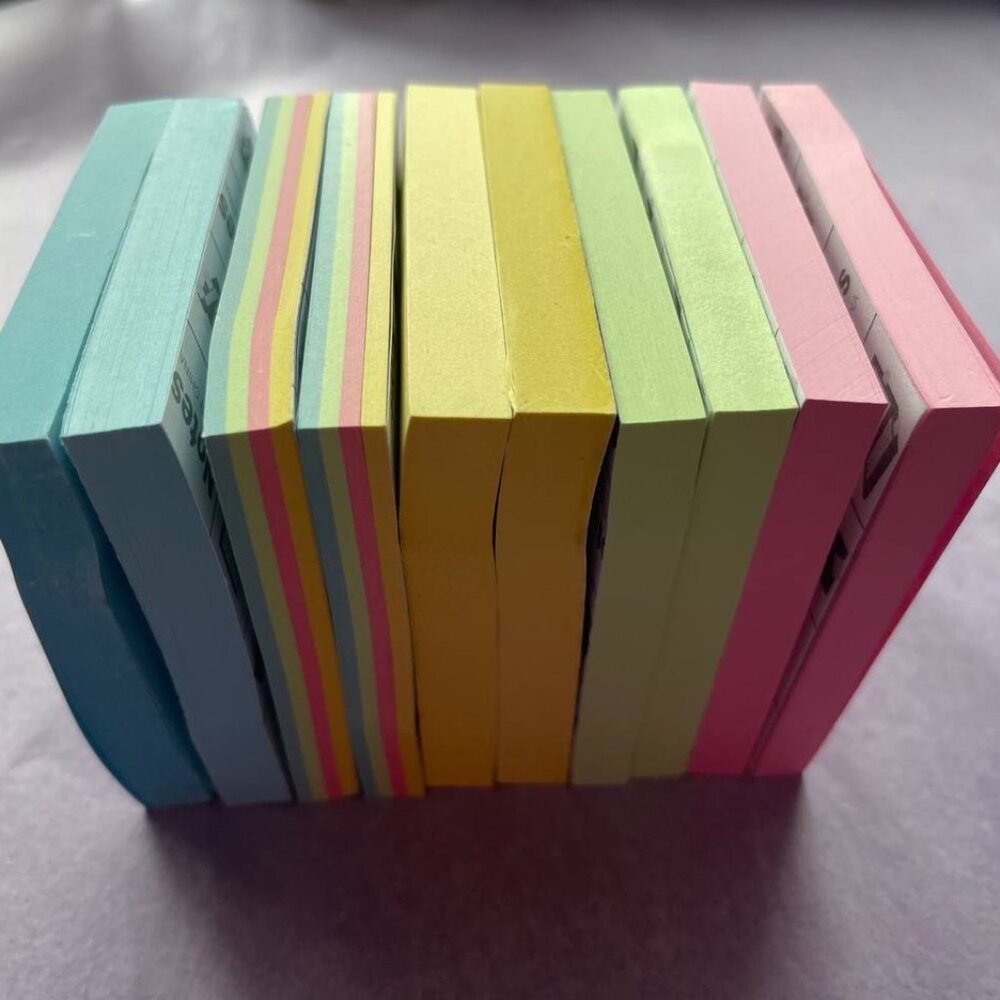 Multi-Color Sticky Notes Cube – 1,000 Sheets – 3x3 Inch – Pastel Memo Pad